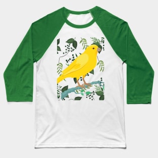 Beautiful Canary in Nature Leaves. Baseball T-Shirt